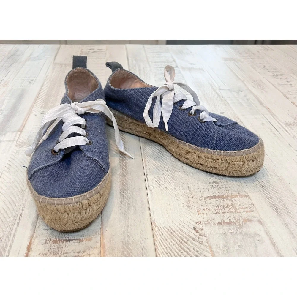 MAI Espadrille Canvas Lace Up Sneakers Blue Women Size Unknown‎